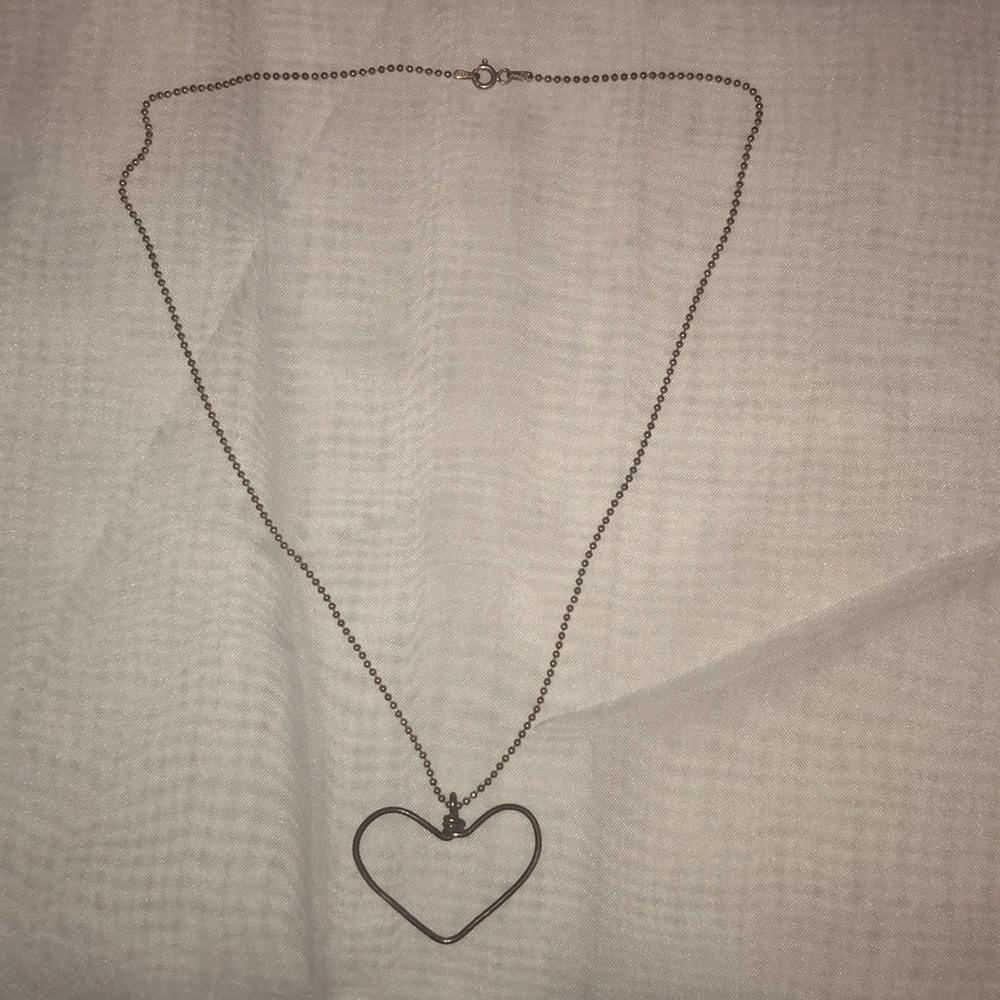 Sterling Silver Open Wire Heart Necklace